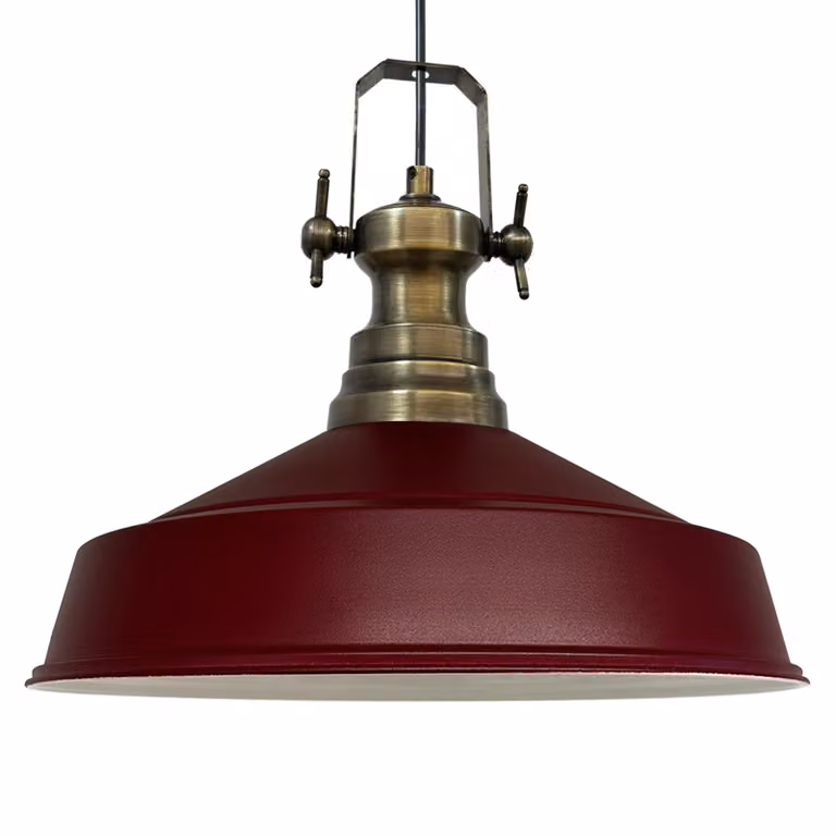 Lampa wisząca Asletl Lampa wisząca Industrial z metalu Ø41 cm, bordowa Lampa wisząca