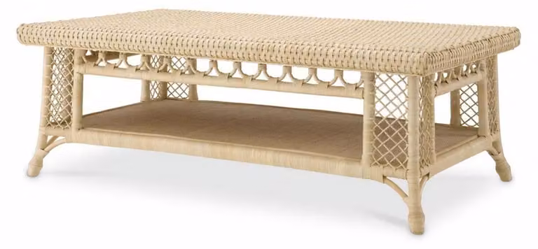 Casa Padrino stolik kawowy z rattanu w naturalnym kolorze 140 cm – meble rattanowe do salonu