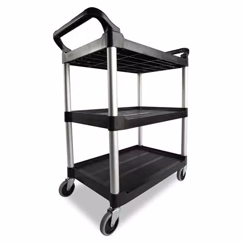 Rubbermaid Commercial Products, Rubbermaid Produkty Komercyjne Fg342488Bla Wózek Uzytkowy 3 Pólki Wózek Serwisowy, Czarny