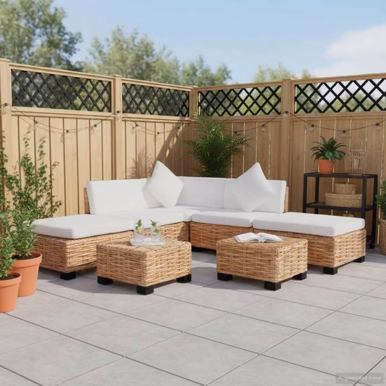 Maison Exclusive – zestaw wypoczynkowy 18-częściowy z naturalnego rattanu