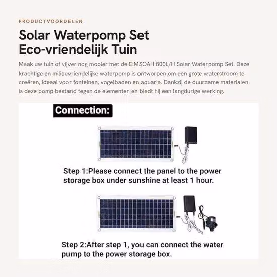 Zestaw solarny do pompy wody - ekologiczna fontanna ogrodowa - zasilanie 12V - oszczędność wody - trwały - do użytku zewnętrznego - wydajność 800 litrów na godzinę