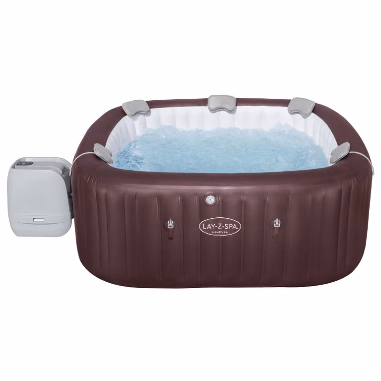 Bestway® LAY-Z-SPA® energooszczędna wanna z hydromasażem Maldives HydroJet Pro™ ze sterowaniem za pomocą aplikacji, dla 7 osób 201 x 201 x 80 cm, mahoń
