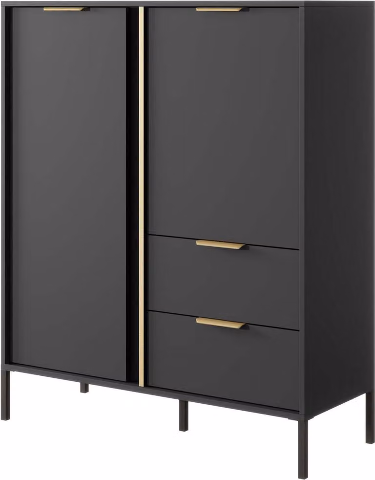 FURNLUX Kredens Lars Czarny 103cm / Hauptfarbe: Schwarz / Abmessungen: 103 x 40 x 123 cm
