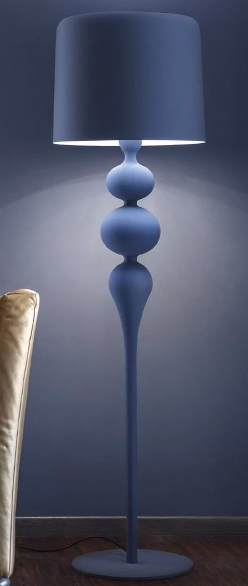 Casa Padrino Luksusowa lampa podłogowa art deco niebieska Ø 50 x wys. 180 cm - Okrągła lampa podłogowa art deco z aluminiowym kloszem - Luksusowe lampy podłogowe - Luksusowa jakość - Wyprodukowano we Włoszech