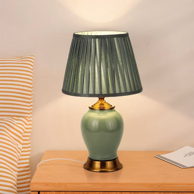 Lampa stołowa, nowoczesna lampka nocna, gwint E27, biały materiał, lampka nocna ceramiczna