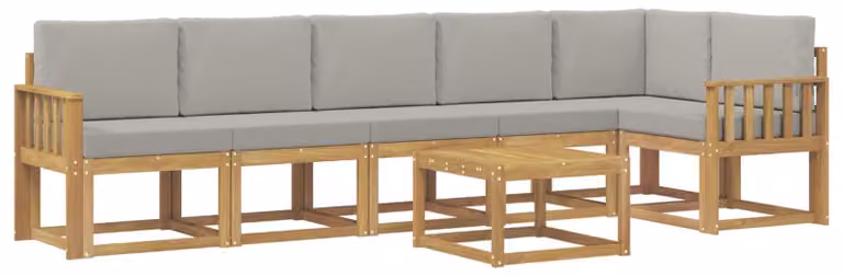 vidaXL Zestaw mebli ogrodowych, sofa i fotele, 7 sztuk, biały i jasnoszary