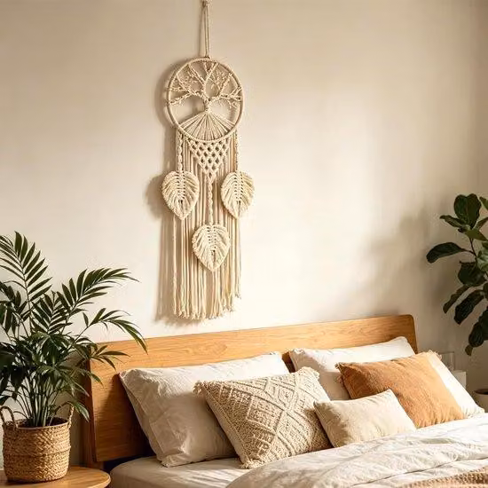 Dekoracja ścienna "Drzewo życia" - ręcznie robiona makrama - styl boho - dekoracyjny element do wnętrz