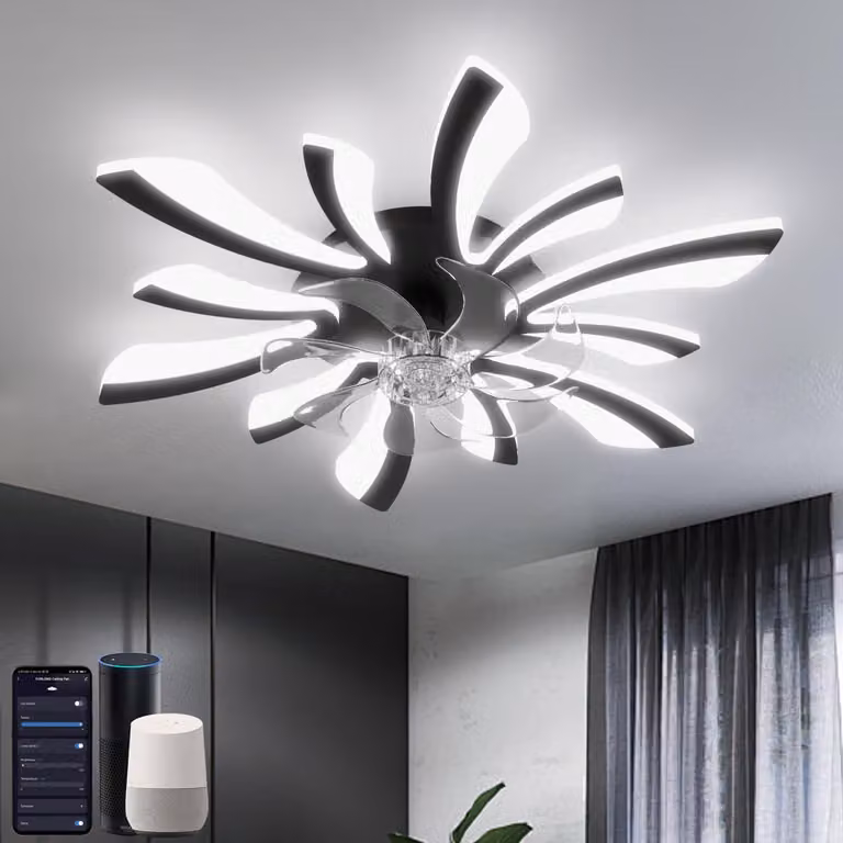 Inteligentny wentylator sufitowy YUNLONG HLF-002 z lampą Wi-Fi czarny