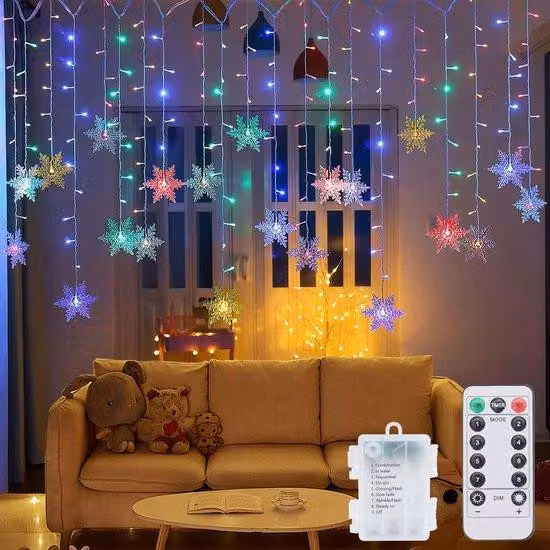 Świąteczne oświetlenie do okien, 100 diod LED w kształcie gwiazd, dekoracyjne girlandy świetlne do wnętrz z pilotem, 8 trybów, zasilanie USB, świąteczne lampki "elfy" do sypialni, na imprezy, dekoracje świąteczne