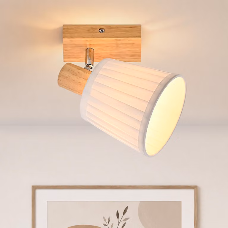 ZMH Reflektor sufitowy jednoźródłowy lampa sufitowa drewniana gwint E14 lampa do kuchni do przedpokoju oświetlenie reflektor styl boho 350°