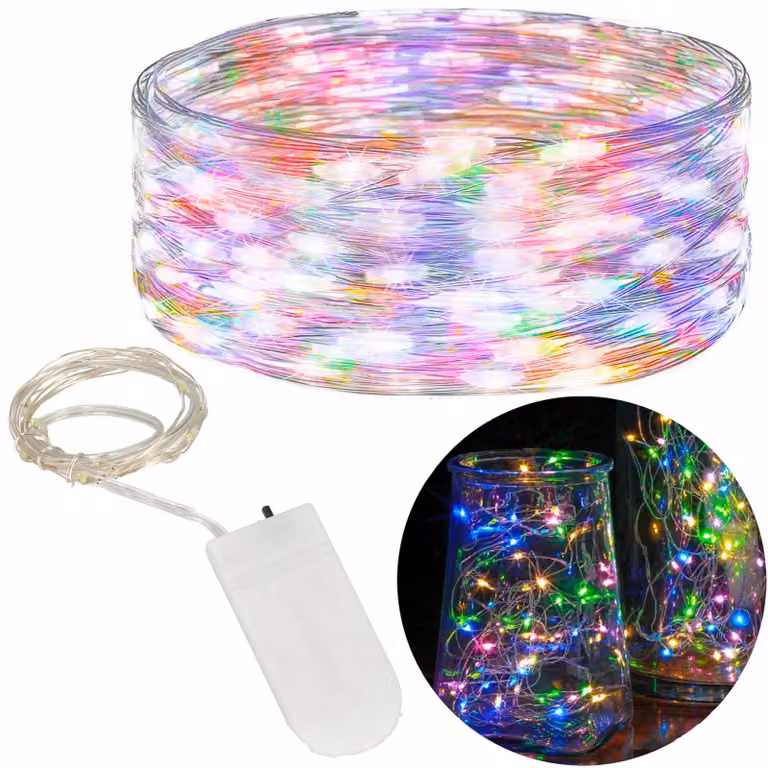 Łańcuch LED Nano – 2 m, 20 diod LED, 2xCR2032, wielokolorowy