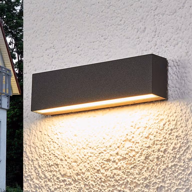 Zewnętrzna lampa ścienna LED Elvira, antracyt, metal, ciepła biel, IP65