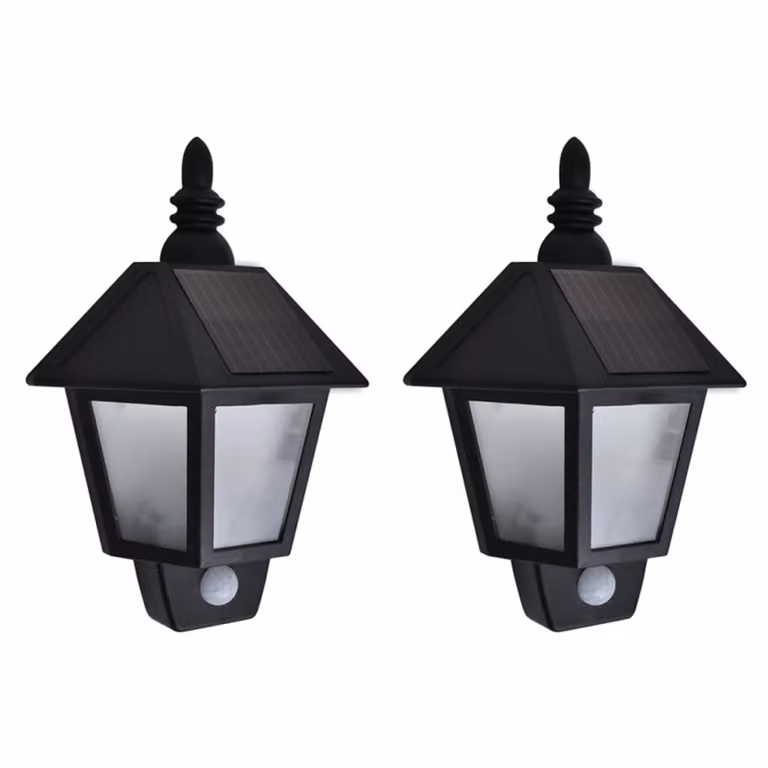 The Living Store Kinkiety solarne 2 szt. z czujnikiem ruchu czarne