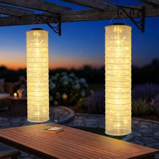 Lampiony solarnych – Lampiony solarne do użytku zewnętrznego – Dekoracja ogrodu – 88 diod LED, wodoodporne – 96 cm – światło ciepłej barwy