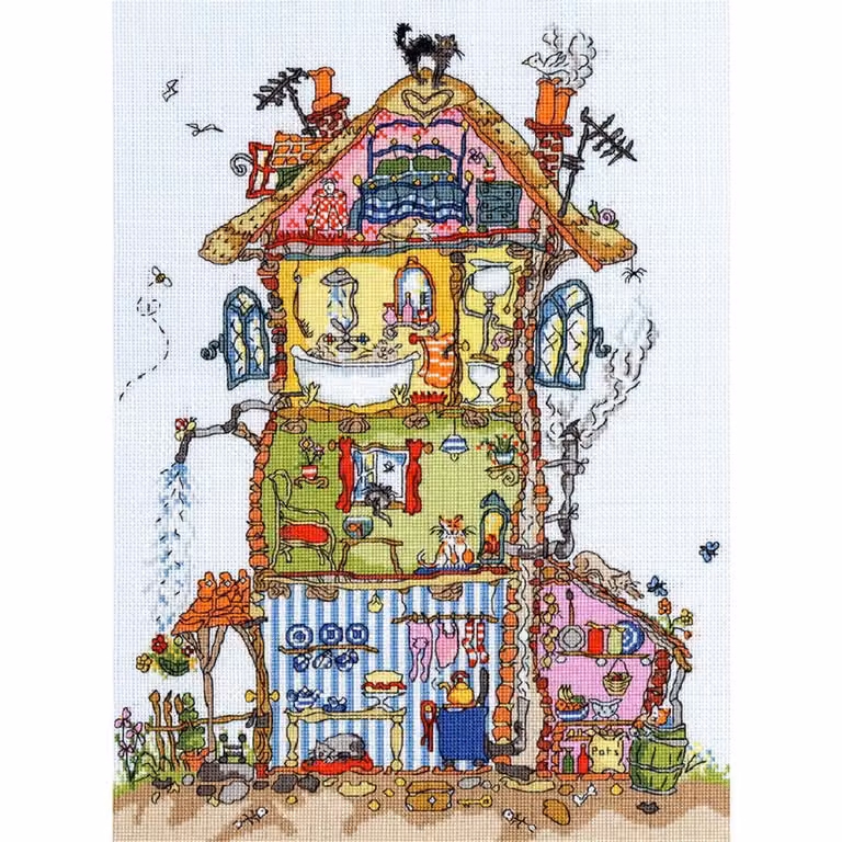 Szydełkowy zestaw "Cottage" firmy Bothy Threads, wymiary 26x35 cm, kod produktu xct8, schemat do liczenia oczek