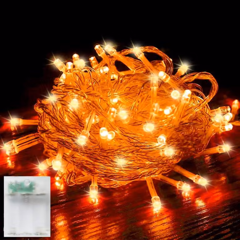 Girlanda świetlna, 3 metry, 30 diod LED, pomarańczowa, zasilana bateriami, z timerem