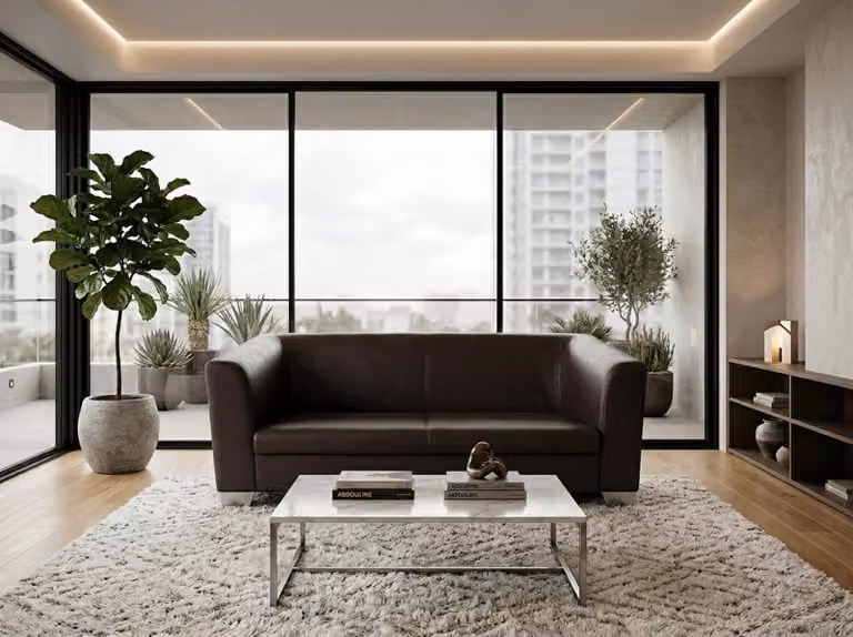 Biała, minimalistyczna skórzana sofa trzysobowa. Sofy biurowe i sofy do salonu