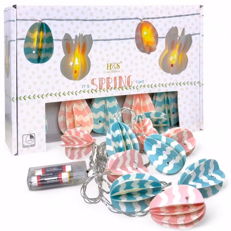 Światełek LED, 2,7 m, 10 ciepłobiałych diod LED, papierowe figurki 3D, timer