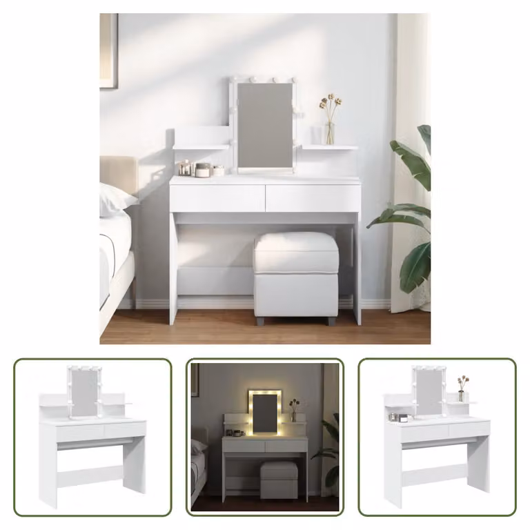 The Living Store Toaletka z oświetleniem LED Biała 100x40x130 cm