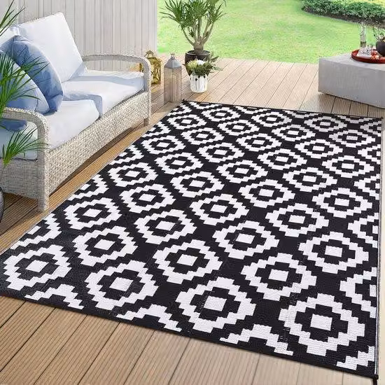 Wodoodporny dywanik zewnętrzny z możliwością odwrócenia, 120 x 180 cm – dywanik kempingowy z zamkiem błyskawicznym – dywanik z PVC – dywanik zewnętrzny na taras – dywanik na balkon, piknik lub plażę – dekoracja zewnętrzna