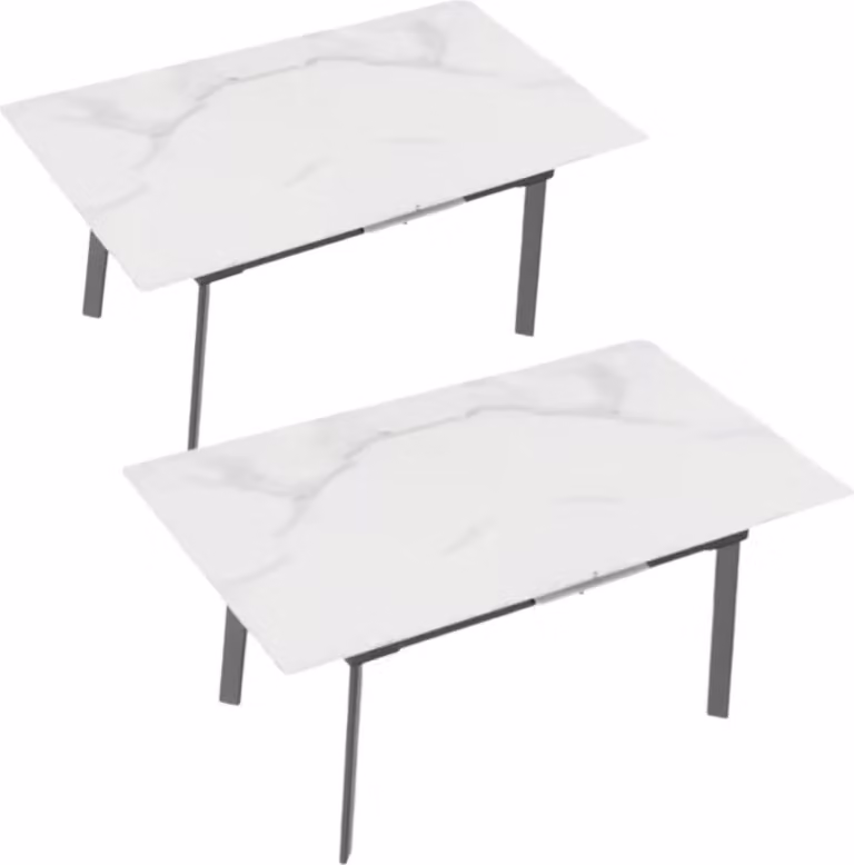 Rozkładany stół Bolt Edge – 8–10 osób – spiekany kamień i metal – prostokątny – 150–180 cm – nowoczesny i wytrzymały – biały / jadeitowy / czarny