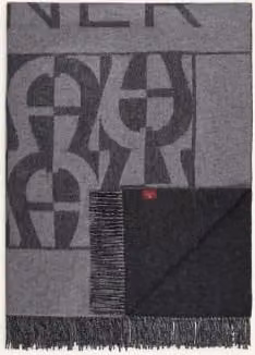 Pled A-Modular Aigner szary, dwustronny koc z frędzlami z bawełny i poliestru W x S: 140 x 195 cm