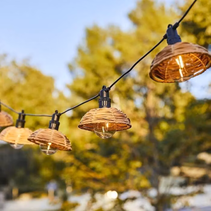 Girlanda Lumineuse LED Zewnętrzna LUMISKY COTTAGE, 5.70 m, 10 Przezroczystych Globów, Biały Ciepły, Polyratan