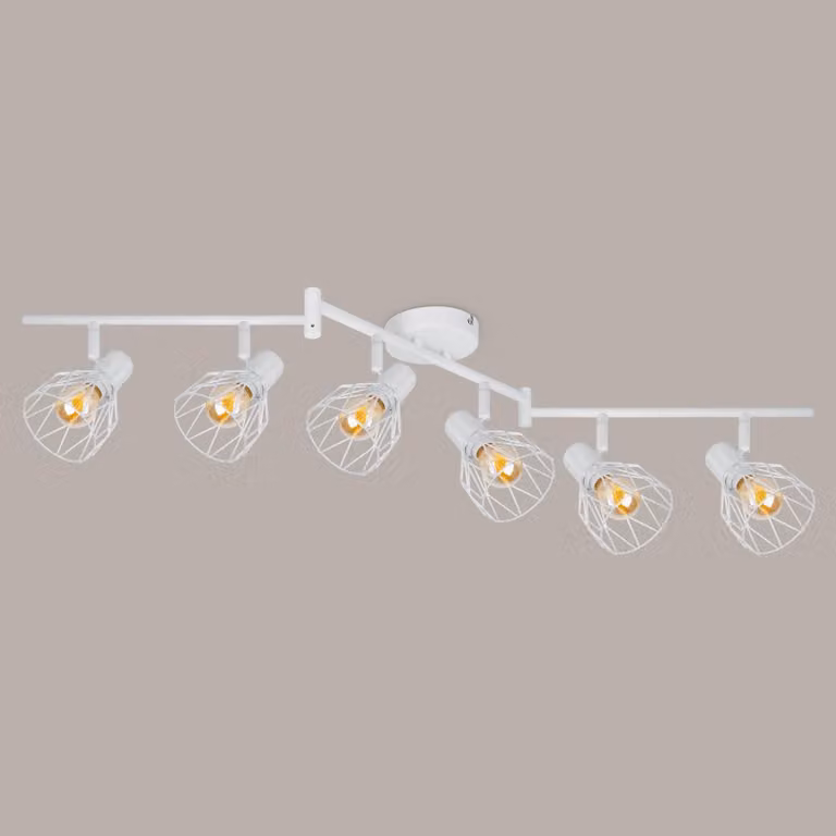 Oświetlenie sufitowe LED, 6 punktów świetlnych, białe, metalowe, gwint E14, regulowane