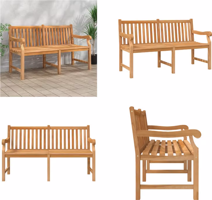 vidaXL Ławka ogrodowa 150 cm z litego drewna tekowego - Ławka ogrodowa - Ławki ogrodowe - Ławki tarasowe - Ławki tarasowe