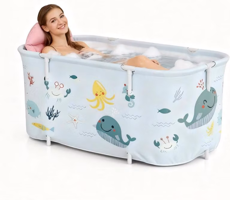 Składana wanna - przenośna wanna spa - relaks w domu - szybki montaż - 140x50x55 cm - styl "Morski świat"