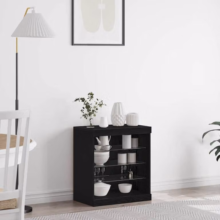 vidaXL Kredens LED o wyglądzie czarnego dębu 60,5 x 37 x 67 cm