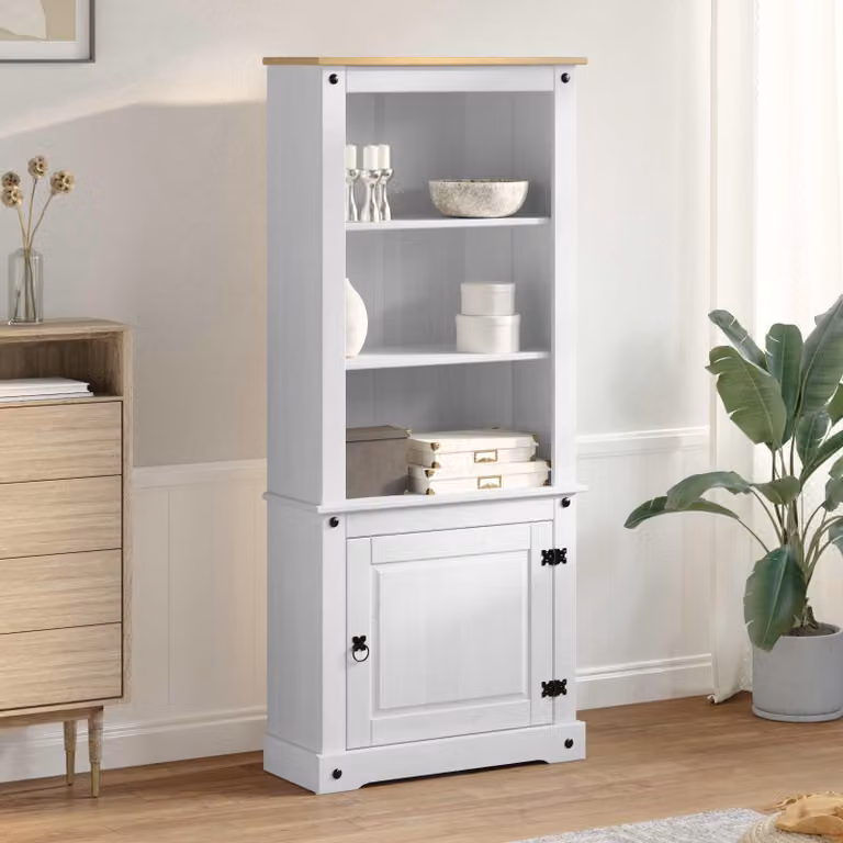 vidaXL Komoda wysoka, biała, 74 x 38 x 170 cm, lite drewno sosnowe