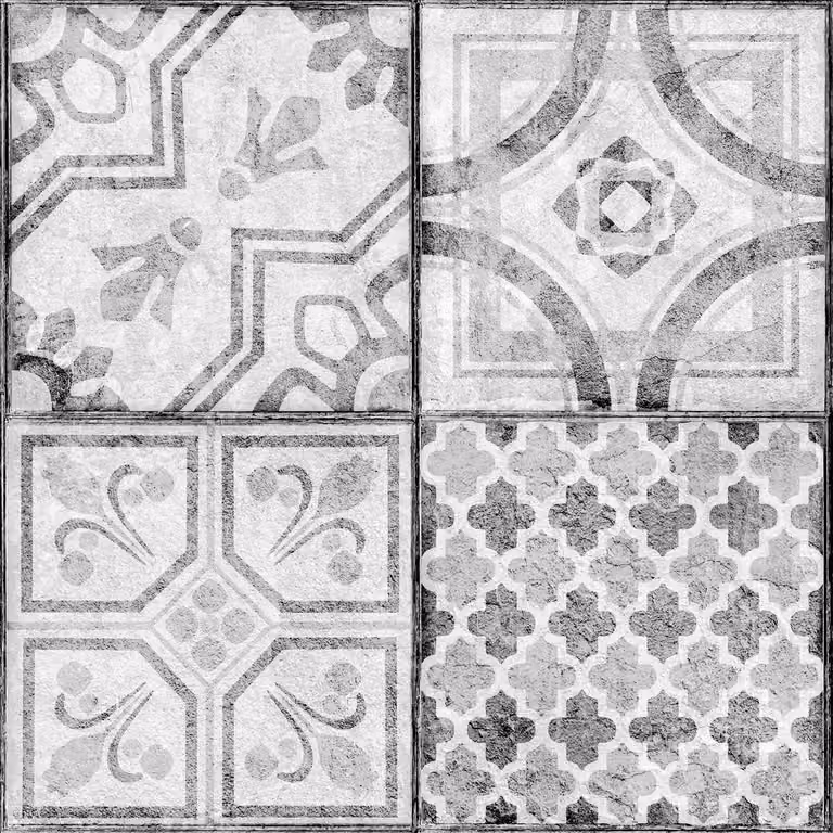 Płytki samoprzylepne - PVC - Czarno-białe - Styl marokański - 30,5 x 30,5 cm - 11 sztuk (1m2)