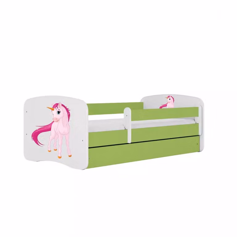 Łóżko Dziecięce Babydreams+Sz+M Zielone 80x160 Jednorożec