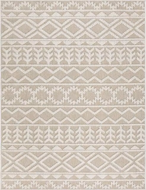 Dywan Munico krem 160 x 220 cm, nowoczesny dywan z frędzlami i efektem high-low