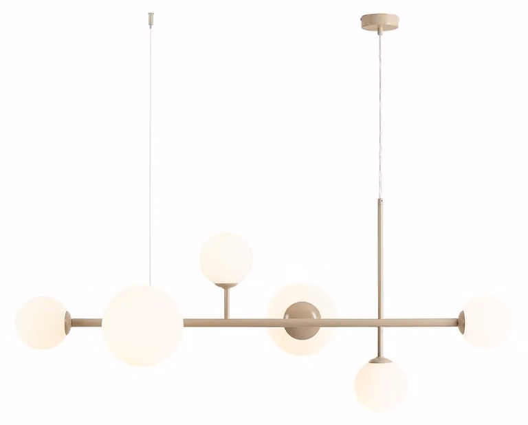 Żyrandol Dione beżowo-biały 6xE14x15W szkło wym:110x130x62cm IP20 Aldex