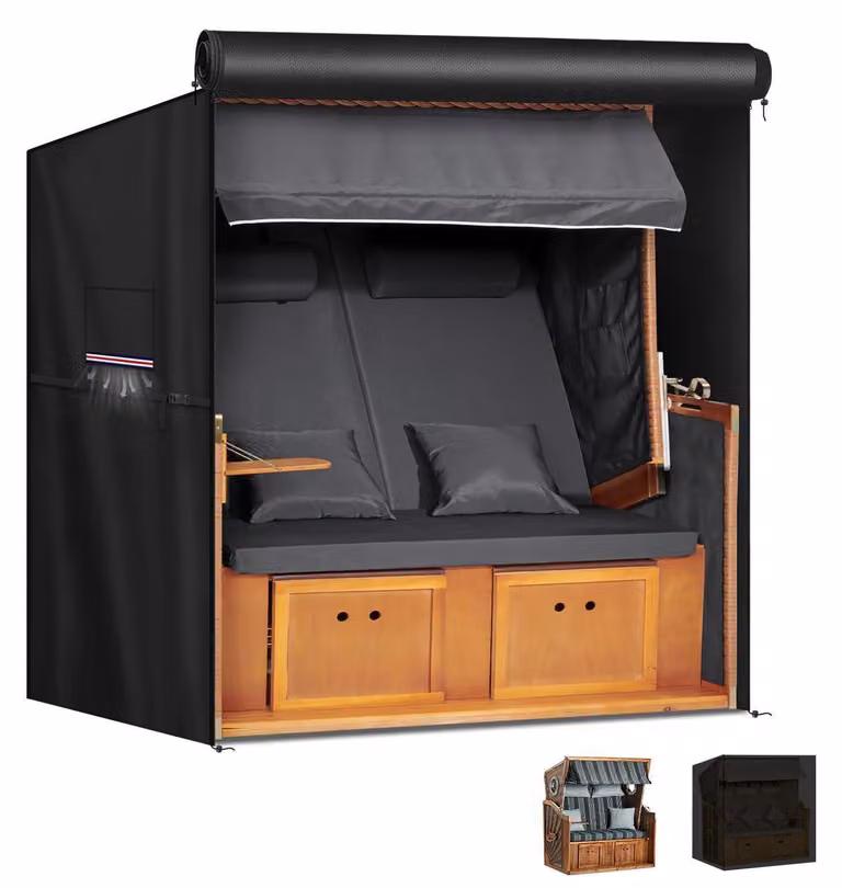 Pokrowiec ochronny na leżak plażowy, rozmiar XL, na 2-3 osoby, wodoodporny, materiał Oxford 420D, wymiary 155x95x165/145 cm