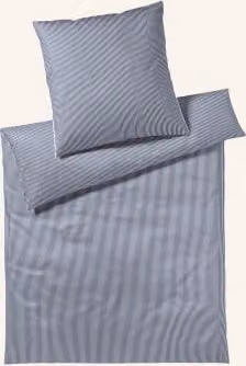 Elegancja Pościel Hamburger Streifen w kolorze niebiesko-beżowym z satyny makowej, zestaw z poszewką na poduszkę 80x80 cm i poszwą na kołdrę