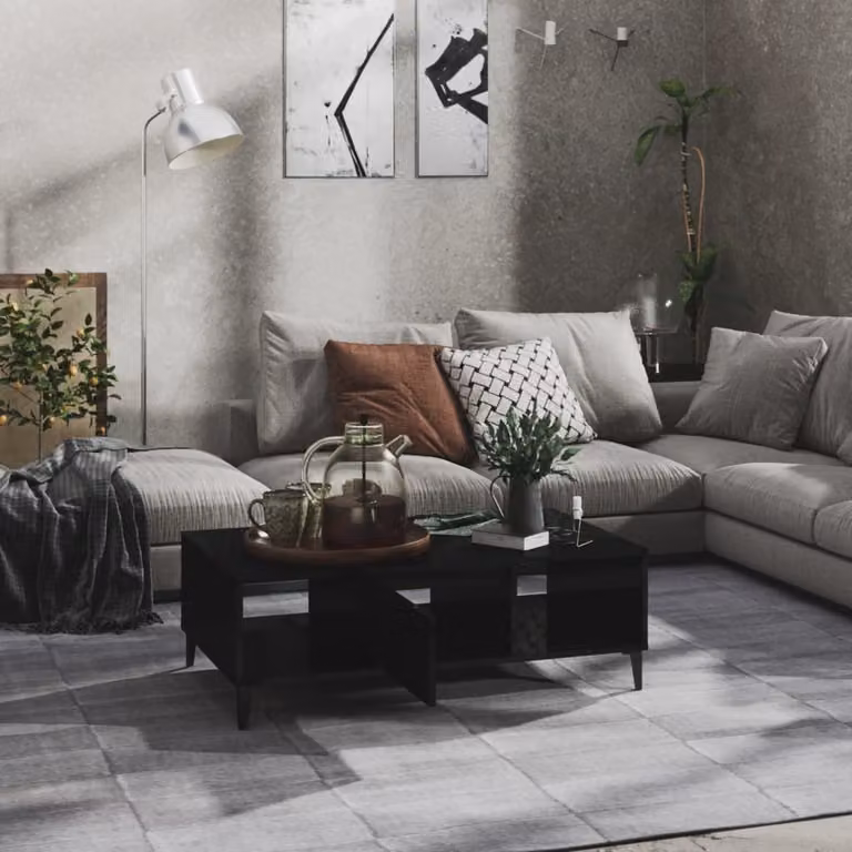 Maison Exclusive – stolik kawowy w kolorze czarnym z połyskiem 103,5 x 60 x 35 cm Materiał drewnopochodny
