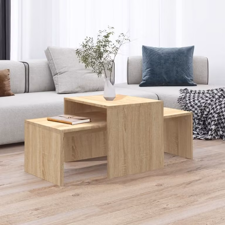 Maison Exclusive – zestaw stolików kawowych z drewna dębowego Sonoma 100 x 48 x 40 cm, materiał drewnopochodny