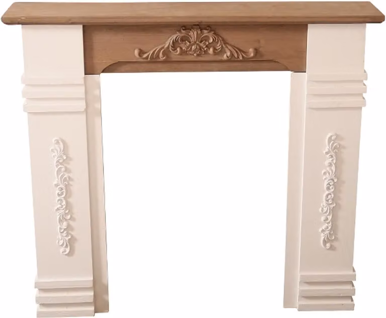 Obudowa kominka w stylu rustykalnym Casa Padrino antyczna biel/brąz 110 x 22 x wys. 98 cm - Meble Shabby Chic