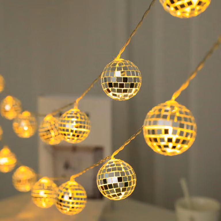 Girlanda świetlna, 3 metry, 20 diod LED w kształcie kulek, oświetlenie świąteczne, idealna na Boże Narodzenie, wesele, ogród, imprezę. Dekoracja świąteczna, ciepła biel, zasilana bateriami, do użytku zewnętrznego