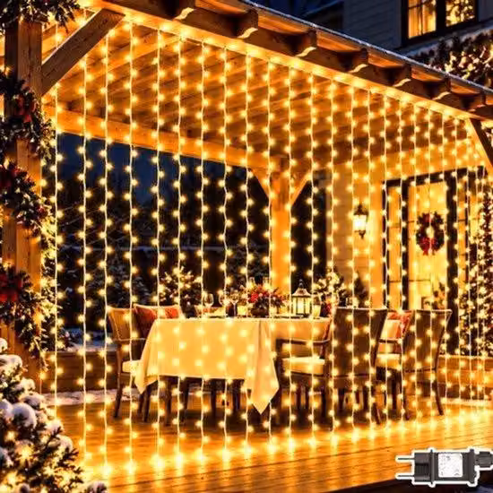 Świąteczna girlanda świetlna do wnętrz, 3 m x 3 m, 300 diod LED, z wtyczką, 8 trybów, dekoracja świąteczna, wodoodporna (IP65), łańcuch świetlny do okien, do użytku zewnętrznego, idealna na Boże Narodzenie, do sypialni, balkonu, dekoracja