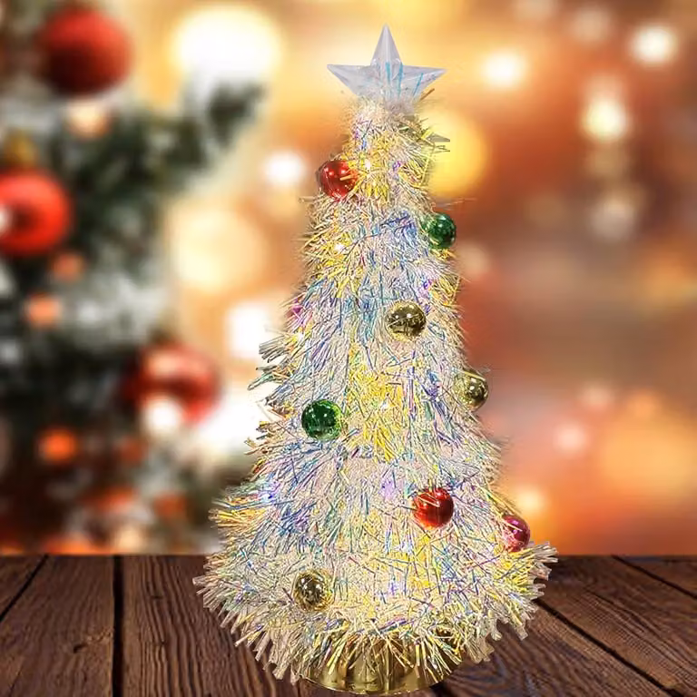 Miniaturowa choinka świąteczna - Mała choinka - Dekoracja stołu - Z oświetleniem LED - 16 cm - Biała