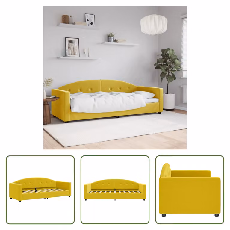 Łóżko dzienne The Living Store Yellow 80x200 cm Velvet