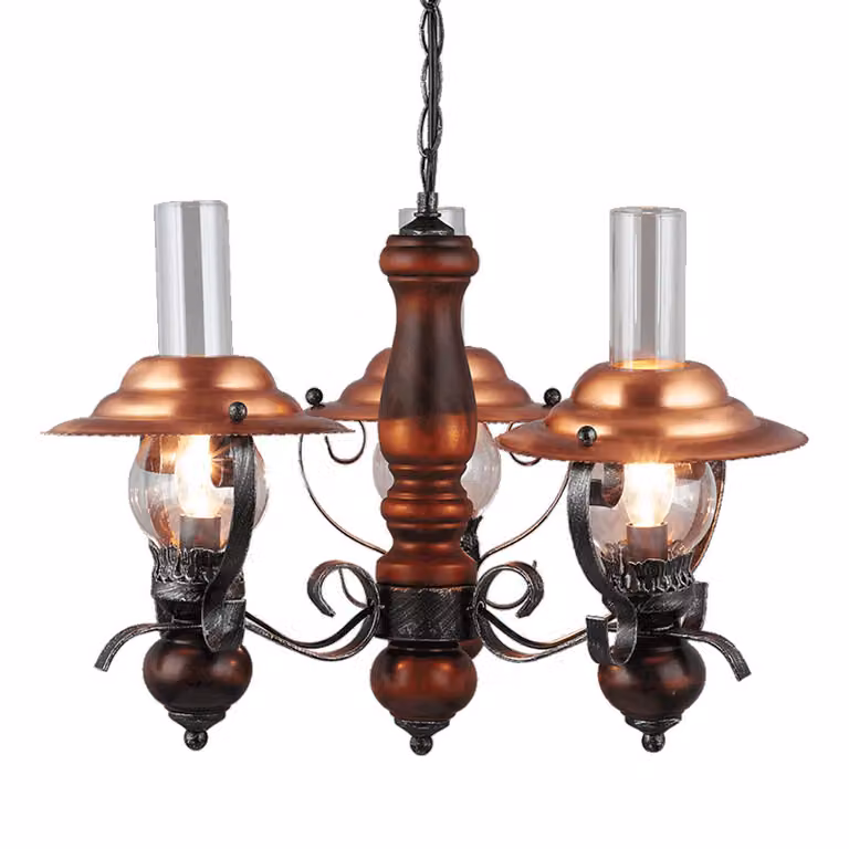 NOSTALGIA lampa wisząca 3xE14/40W antyczne złoto - miedź/wiśnia/czerwony/przezroczysty z możliwością ściemniania