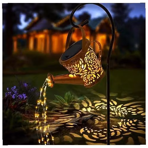 Lampy solarne konewka do ogrodu dekoracja balkonu LED róże zestaw