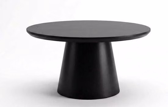 Stolik kawowy Ronde – stolik pomocniczy z drewna mango – do salonu – styl Japandi – średnica 80 cm – kolor czarny
