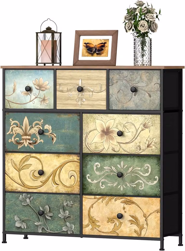 Komoda z 9 szufladami - Szafka do przechowywania - Organizacja salonu - Styl industrialny - 99 x 30 x 100 cm