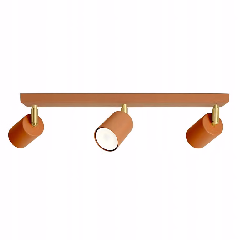 Luxolar – metalowa lampa sufitowa LED z 3 żarówkami, z możliwością obrotu – lampa wisząca w kolorze terakoty (czerwono-pomarańczowym), GU10 15 W – regulowana lampa sufitowa do salonu